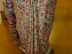 Wear and Cum in Satin silk saree of neighbor 2